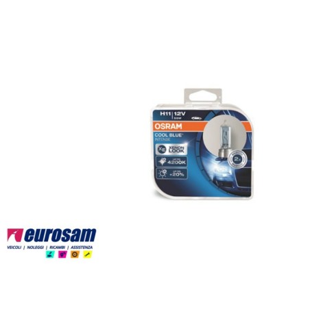 kit 2 pz lampada alogena h11 12v 55w 4200k +20% xenon look blue intense osram