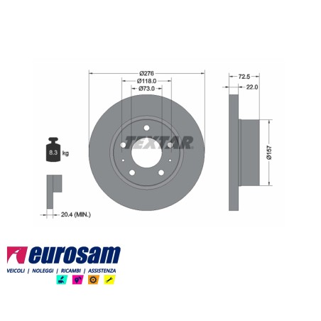 disco freni anteriore singolo iveco daily S2000 29L 35S