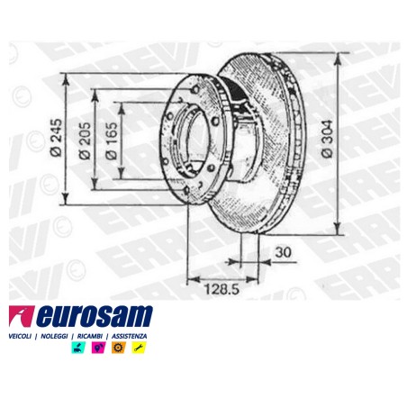 disco freni posteriore singolo con colonnette  per iveco: eurocargo 60/65e10