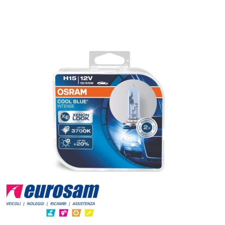 lampada alogena h15 12v 15/55w 3700k blue xenon look osram - 2 pz