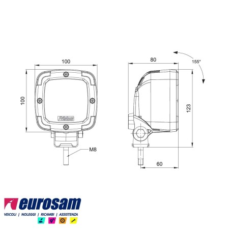 faro faretto da lavoro led 12/24/48v 6000k ip68 adr 1800 lm bianco