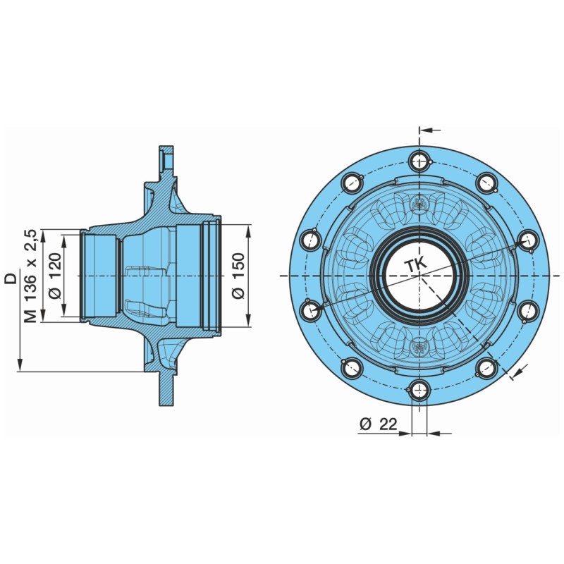 713384 Mozzo Ruota Assale Bpw Sistema Eco 10 12 Ton Serie Hs Hz Cal