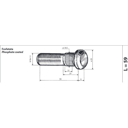 wheel bolt column front rear m16x1.5 length 64 nissan cabstar 110 120 pack 10 pieces