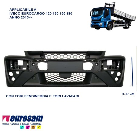 paraurti anteriore iveco eurocargo 120 130 150 modello 2015 con fendinebbia e lavafari