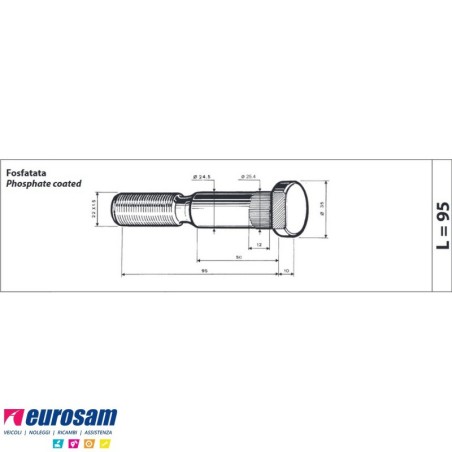 colonnetta ruota posteriore m22x1,5 lunghezza 105 renault confezione 10 pezzi